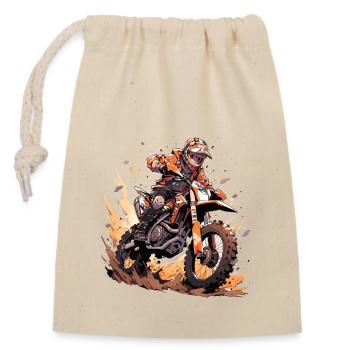 Motocross Dirt Bike Motocross Motocross Motorcycle - Closable cotton gift bag (14x20cm) - nature - Front