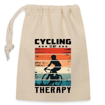 Cycling Is My Therapy - Closable cotton gift bag (14x20cm) - nature - Front