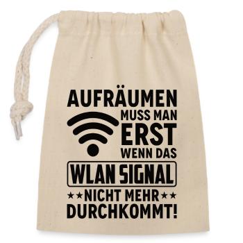 Wlan Wlan Signal Internet Wlan Sprüche - Verschließbarer Geschenkbeutel aus Baumwolle (14x20cm) - Natur - Vorne
