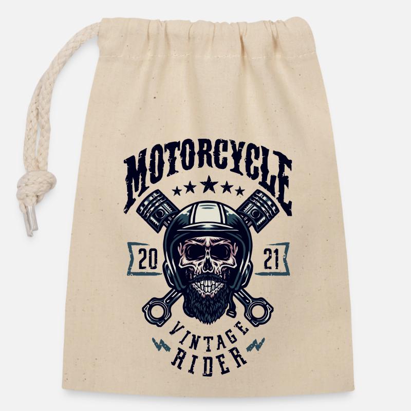rider skull - Closable cotton gift bag (14x20cm) - nature