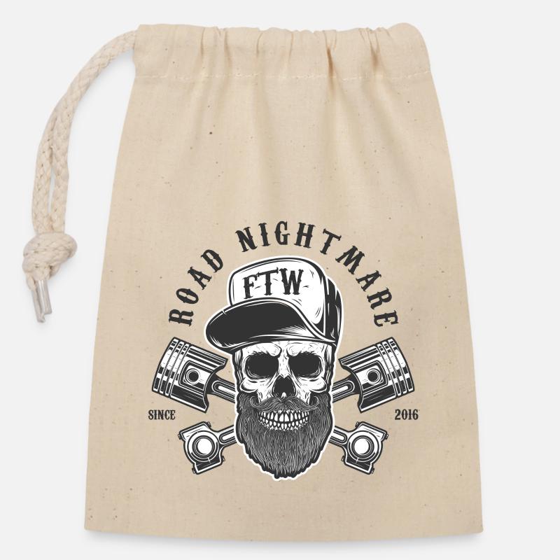Road nightmare - Closable cotton gift bag (14x20cm) - nature