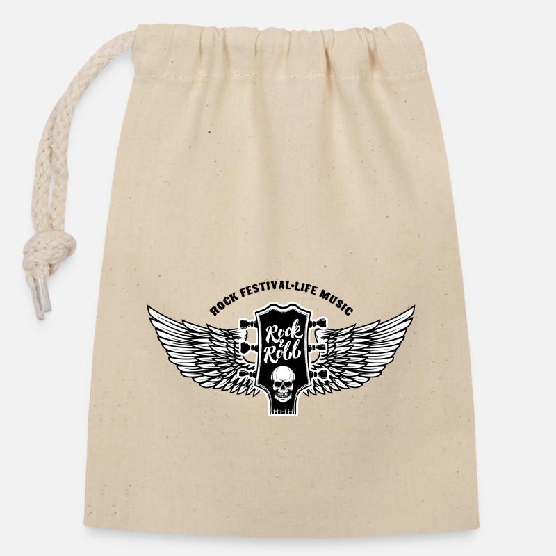 rock music - Closable cotton gift bag (14x20cm) - nature