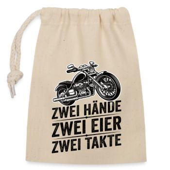 Motorrad Motoradfahrer Moped Biker Bike - Verschließbarer Geschenkbeutel aus Baumwolle (14x20cm) - Natur - Vorne