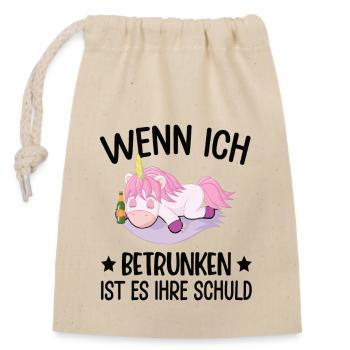 Einhorn Lustiger Spruch Einhorn Saufen Fabel - Verschließbarer Geschenkbeutel aus Baumwolle (14x20cm) - Natur - Vorne