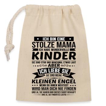 Mama Stolze Mama Mutter Geburtstag Muttertag - Verschließbarer Geschenkbeutel aus Baumwolle (14x20cm) - Natur - Vorne