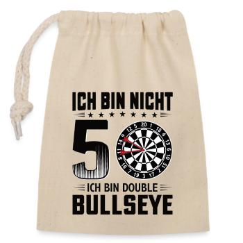 Dart 50 Geburtstag Dart Dartspieler Dartscheibe - Verschließbarer Geschenkbeutel aus Baumwolle (14x20cm) - Natur - Vorne