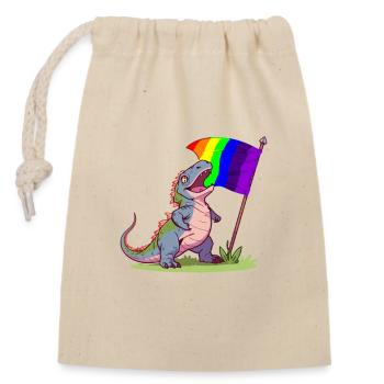 Lustiger Dinosaurier LGBT Community Stolz Lesbisch Schwul - Verschließbarer Geschenkbeutel aus Baumwolle (14x20cm) - Natur - Vorne