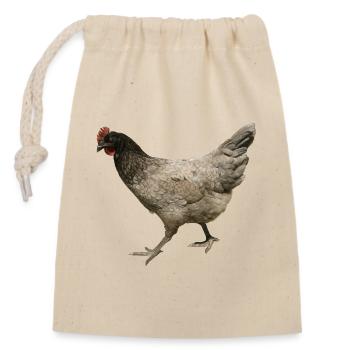 poulet gris - Sac cadeau en coton avec cordon (14 x 20 cm) - nature - Devant