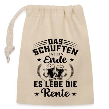 Rente Renteneintritt Rentenalter Rente Spruch - Verschließbarer Geschenkbeutel aus Baumwolle (14x20cm) - Natur - Vorne