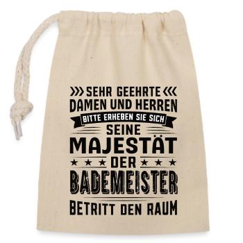 Bademeister Geburtstag Bademeister Sprüche - Verschließbarer Geschenkbeutel aus Baumwolle (14x20cm) - Natur - Vorne
