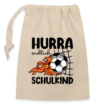 Schulkind Schulanfang Einschulung Erstklässler - Verschließbarer Geschenkbeutel aus Baumwolle (14x20cm) - Natur - Vorne