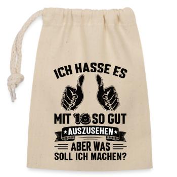18 Geburtstag 18 Jahre 18 Lebensjahr 18 Lebenalter - Verschließbarer Geschenkbeutel aus Baumwolle (14x20cm) - Natur - Vorne