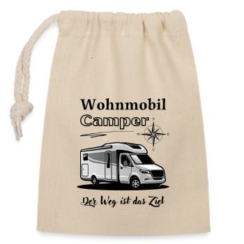 Wohnmobil Camper-Wohnmobil Spruch + Motiv - Verschließbarer Geschenkbeutel aus Baumwolle (14x20cm) - Natur - Vorne