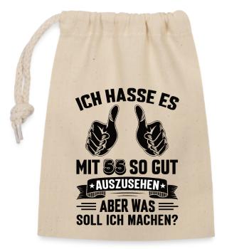 55 Geburtstag 55 Jahre 55 Lebensjahr 55 Lebenalter - Verschließbarer Geschenkbeutel aus Baumwolle (14x20cm) - Natur - Vorne