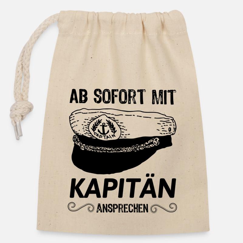Absofort Mit Kapitän Ansprechen - Verschließbarer Geschenkbeutel aus Baumwolle (14x20cm) - Natur