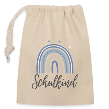 Schulkind 2023 Fussball Einschulung Erstklässler - Verschließbarer Geschenkbeutel aus Baumwolle (14x20cm) - Natur - Vorne