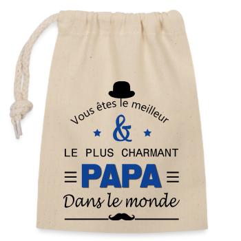 Papa parfait - Sac cadeau en coton avec cordon (14 x 20 cm) - nature - Devant