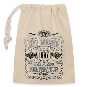Jahrgang 1987 Eine Legende Vintage 1987 Geburtstag - Verschließbarer Geschenkbeutel aus Baumwolle (14x20cm) - Natur - Vorne