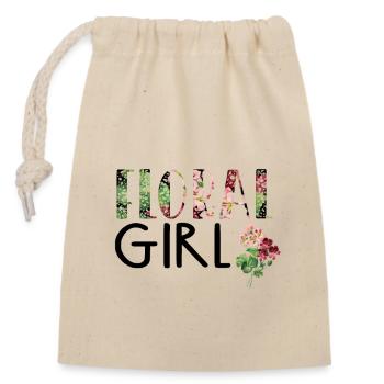 Floral Girl Blumen Mädchen Flowerpower - Verschließbarer Geschenkbeutel aus Baumwolle (14x20cm) - Natur - Vorne