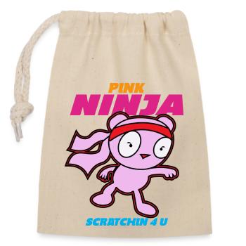 Pinkninja4U - Verschließbarer Geschenkbeutel aus Baumwolle (14x20cm) - Natur - Vorne