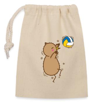 Volleyball Kiwi Oiseau et Fruit - Sac cadeau en coton avec cordon (14 x 20 cm) - nature - Devant