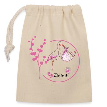Emma, given name EMMA - Closable cotton gift bag (14x20cm) - nature - Front
