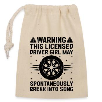 Driving License Passed New Driver Permit Driving S - Closable cotton gift bag (14x20cm) - nature - Front