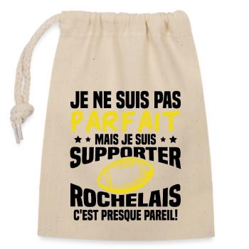 Pas parfait mais je suis supporter rochelais - Sac cadeau en coton avec cordon (14 x 20 cm) - nature - Devant