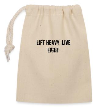 Fitness - Lift heavy, live light - Closable cotton gift bag (14x20cm) - nature - Front