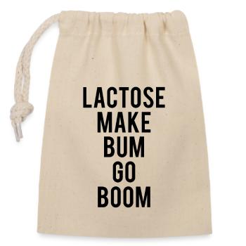 Lactose Make Bum Go Boom Funny Milk Intolerant Pun - Closable cotton gift bag (14x20cm) - nature - Front