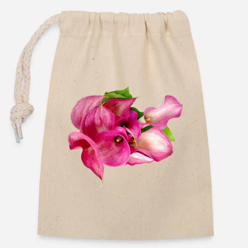 Calla-Lilie - Verschließbarer Geschenkbeutel aus Baumwolle (14x20cm) - Natur