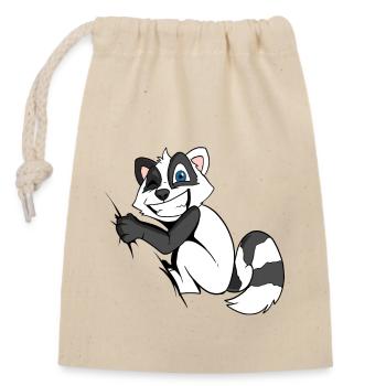 Drôle de moufette de dessin animé - Sac cadeau en coton avec cordon (14 x 20 cm) - nature - Devant