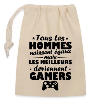 Les meilleurs deviennent gamers - Sac cadeau en coton avec cordon (14 x 20 cm) - nature - Devant