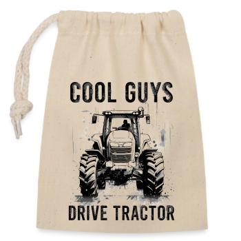 Cool Guys Driving Tractor Farmer Farming - Closable cotton gift bag (14x20cm) - nature - Front