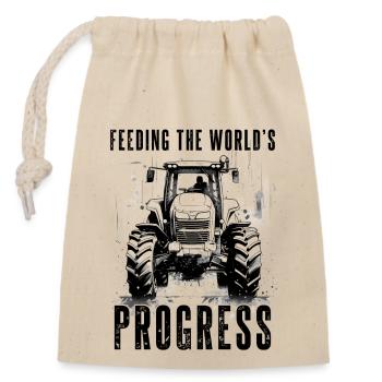 Feeding World's Progress Traktor Bauer Gärtner - Verschließbarer Geschenkbeutel aus Baumwolle (14x20cm) - Natur - Vorne