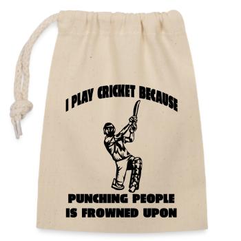 Kricket Cricket Kricketmannschaft Kricketteam - Verschließbarer Geschenkbeutel aus Baumwolle (14x20cm) - Natur - Vorne