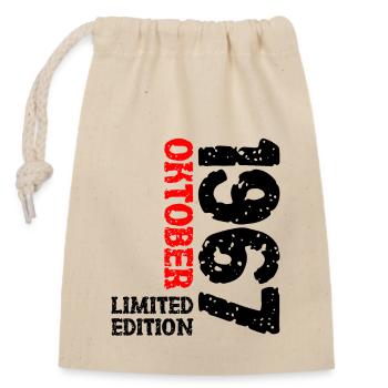 1967 Oktober Limited Edition 56. Geburtstag Deko - Verschließbarer Geschenkbeutel aus Baumwolle (14x20cm) - Natur - Vorne