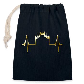 Milan Skyline Italy Heartbeat Fan Love Milano - Closable cotton gift bag (14x20cm) - navy - Front