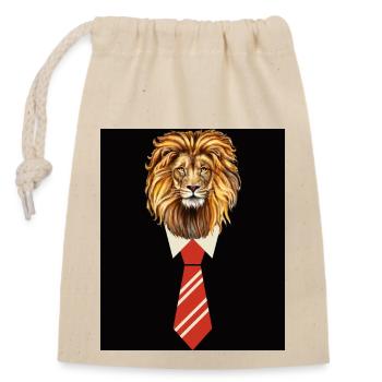 Löwen Designer T-Shirt - Verschließbarer Geschenkbeutel aus Baumwolle (14x20cm) - Natur - Vorne
