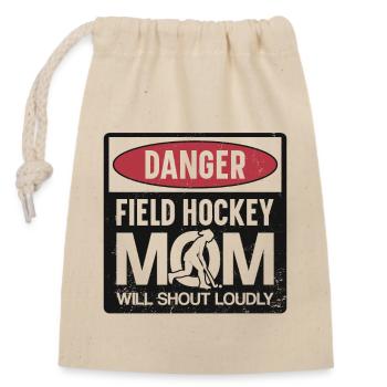 Hockey sur gazon maman danger terrain - Sac cadeau en coton avec cordon (14 x 20 cm) - nature - Devant