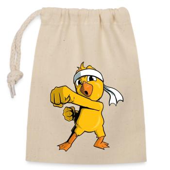 Karate Küken Kampfsport - Verschließbarer Geschenkbeutel aus Baumwolle (14x20cm) - Natur - Vorne