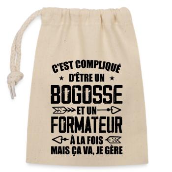 Bogosse Et Formateur Cadeau Meilleur Collègue - Sac cadeau en coton avec cordon (14 x 20 cm) - nature - Devant