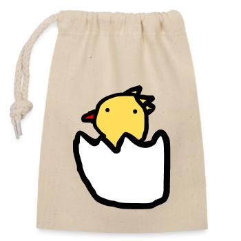 Huhn - Verschließbarer Geschenkbeutel aus Baumwolle (14x20cm) - Natur - Vorne