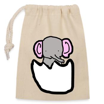 Éléphant - Sac cadeau en coton avec cordon (14 x 20 cm) - nature - Devant