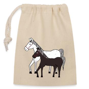 Horses, Horse, Pony, Horse Fool, Children, Pony Farm, Riding - Closable cotton gift bag (14x20cm) - nature - Front