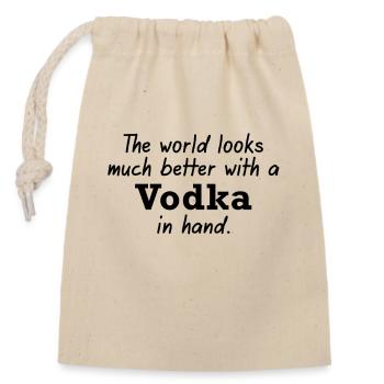 Vodka pour un monde meilleur - Sac cadeau en coton avec cordon (14 x 20 cm) - nature - Devant