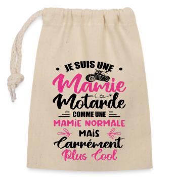 Mamie Motarde Mamou Humour - Sac cadeau en coton avec cordon (14 x 20 cm) - nature - Devant