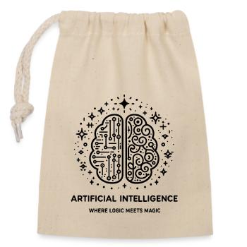 Artificial Intelligence Where Logic Meets Magic - Closable cotton gift bag (14x20cm) - nature - Front