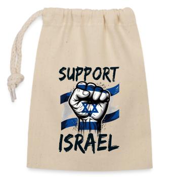 Support Israel - Closable cotton gift bag (14x20cm) - nature - Front