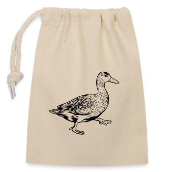 Dessin au trait - Canard - Sac cadeau en coton avec cordon (14 x 20 cm) - nature - Devant
